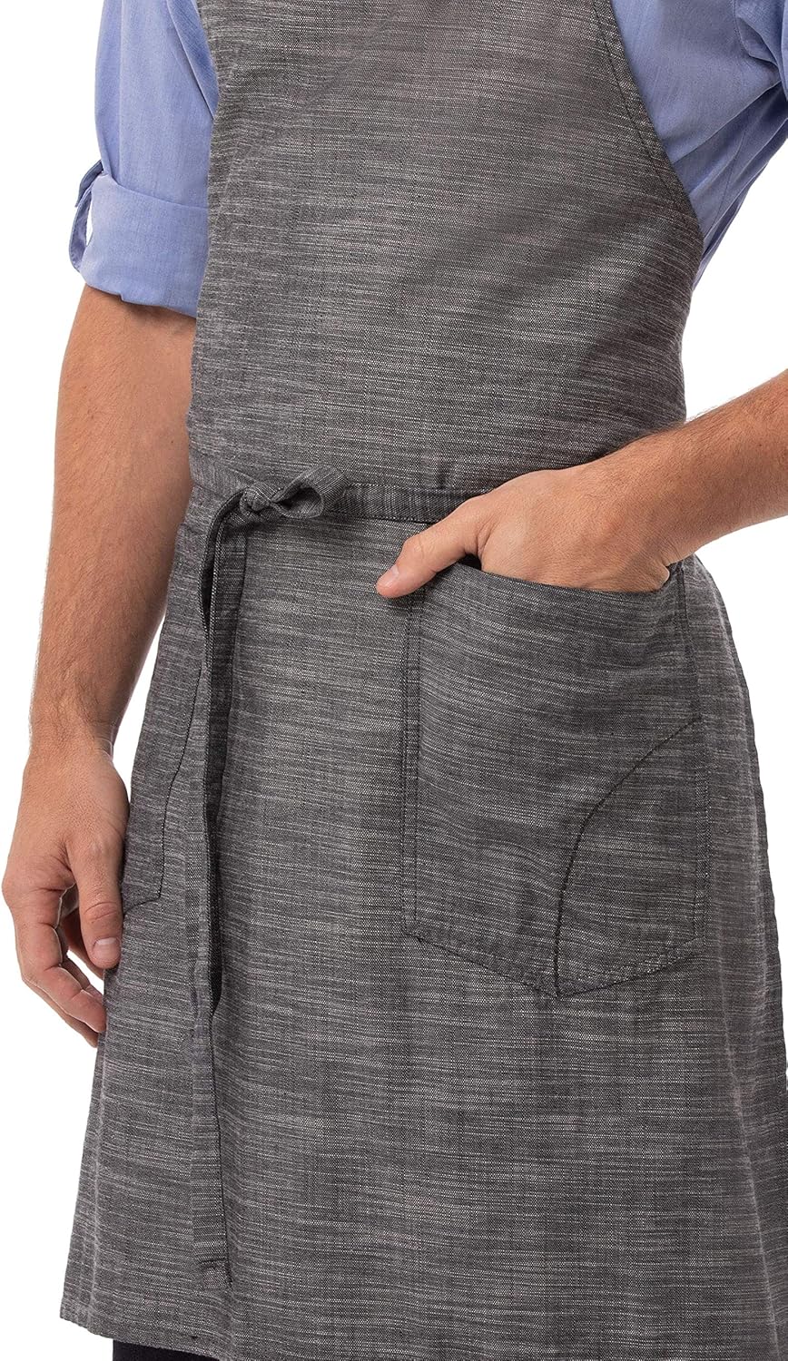 Chef Works Unisex Corvallis Bib Apron, Black/Steel Gray, One Size: Clothing