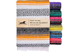 El Paso Designs Mexican Yoga Blanket – Colorful Falsa Serape Throw for Yoga, Beach, Picnic, Saddle, or Home Décor – Soft Woven Boho Blanket (Yellow)