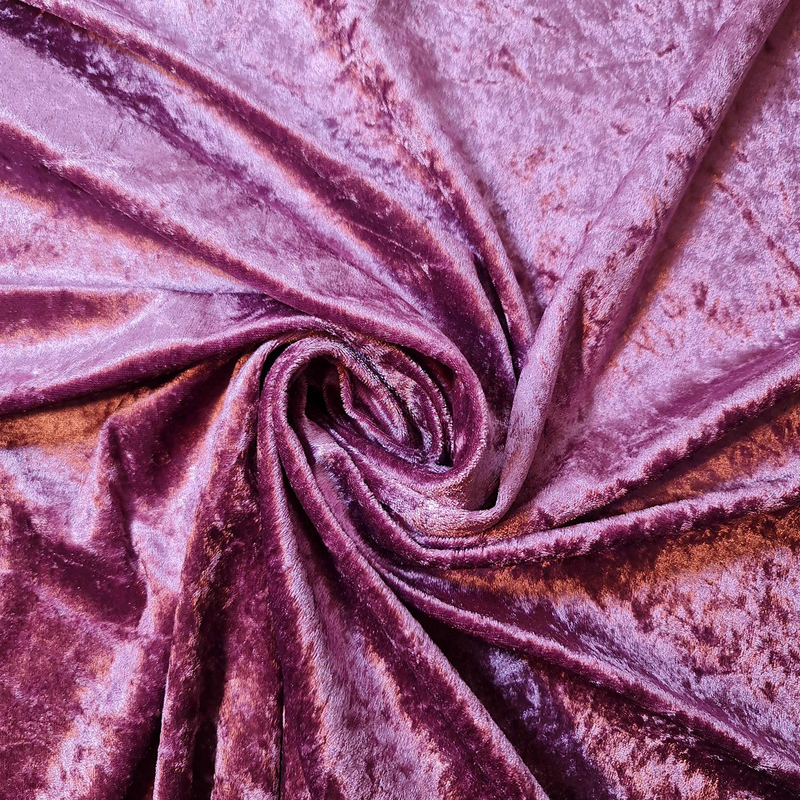 Textile Station Premium Quality Marble Crushed Velvet Medium Weight Stretch Fabric Material 58" Wide Available in 26 Colours (Mauve #2)