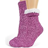 Tough Land Slipper Socks for Women with Grippers Non Slip, Sherpa Lined Slipper Socks