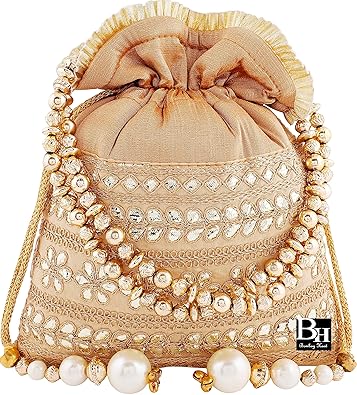 Bombay Haat Ethnic Rajasthani Gota Patti Potli Bag, Bridal Purse, Clutch for Party, Wedding,Wedding Gift