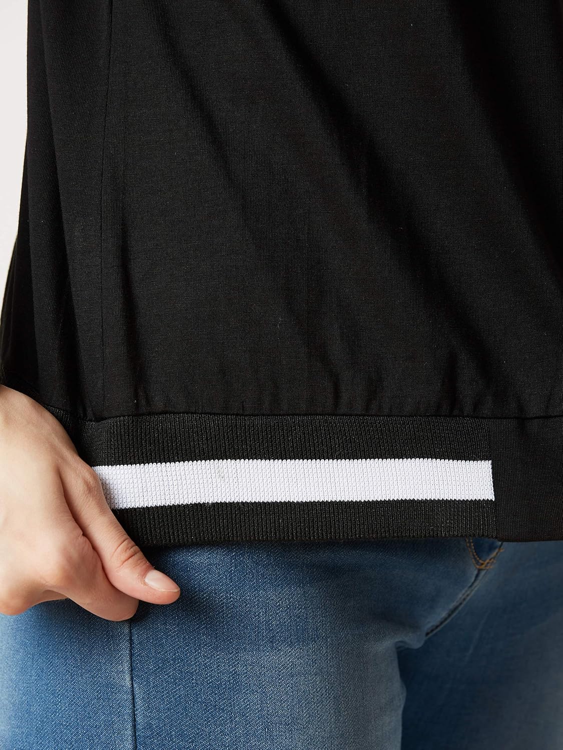 miss chase women's black ribbed bomber jacket