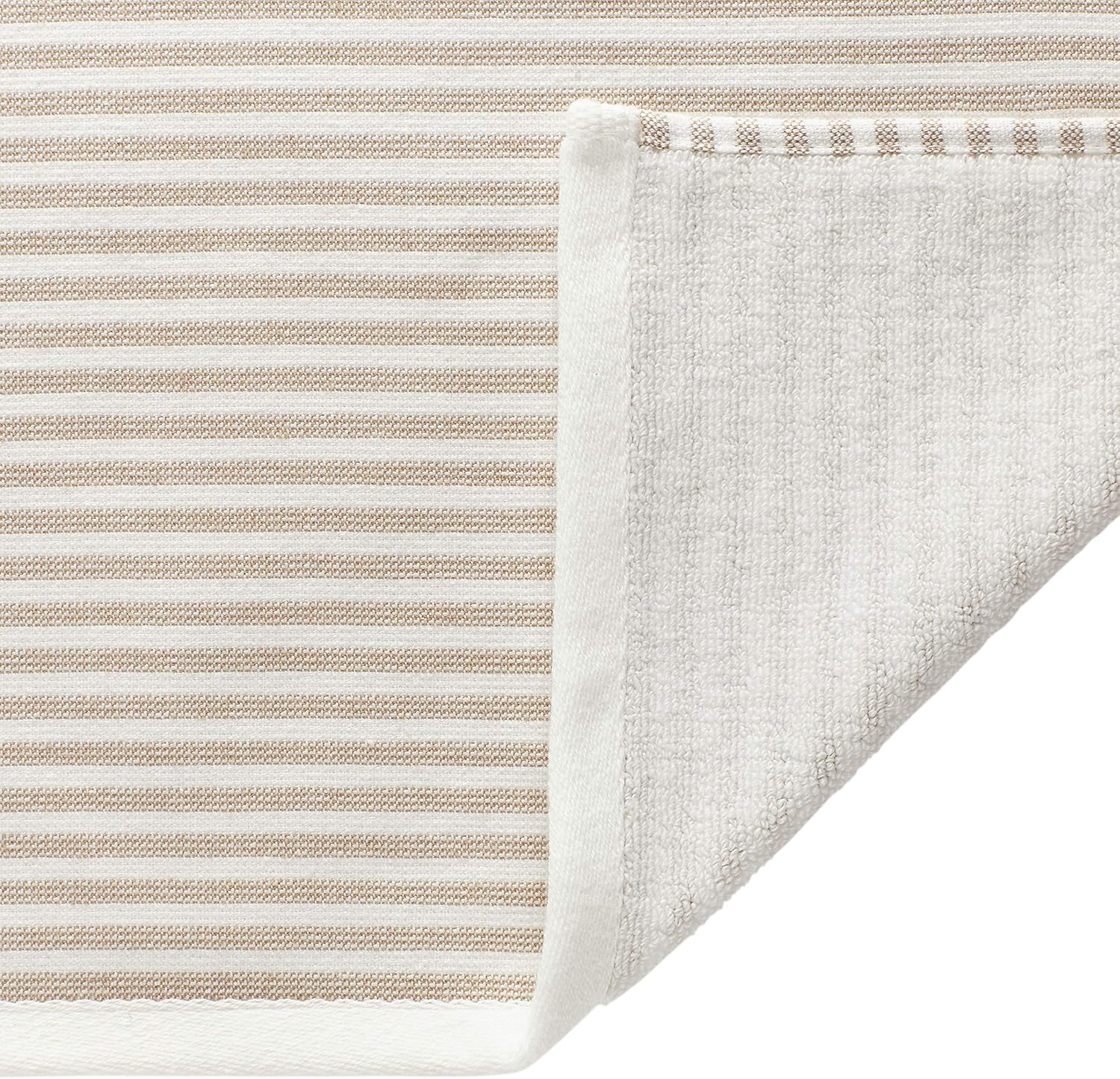  Brand – Stone & Beam Casual Striped 100% Cotton Bath Towel, Hand Towel, and Washcloth, Tan and White: Home & Kitchen