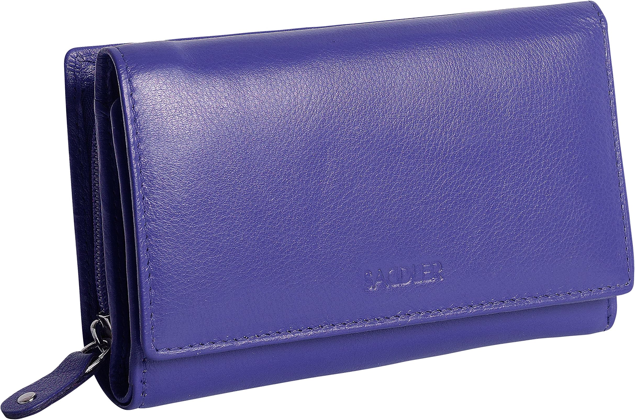 SADDLER Womens Luxurious Leather Trifold Wallet Clutch Purse with Zipper Coin Purse | Designer Multi Credit Card Holder for Ladies | Gift Boxed - Purple