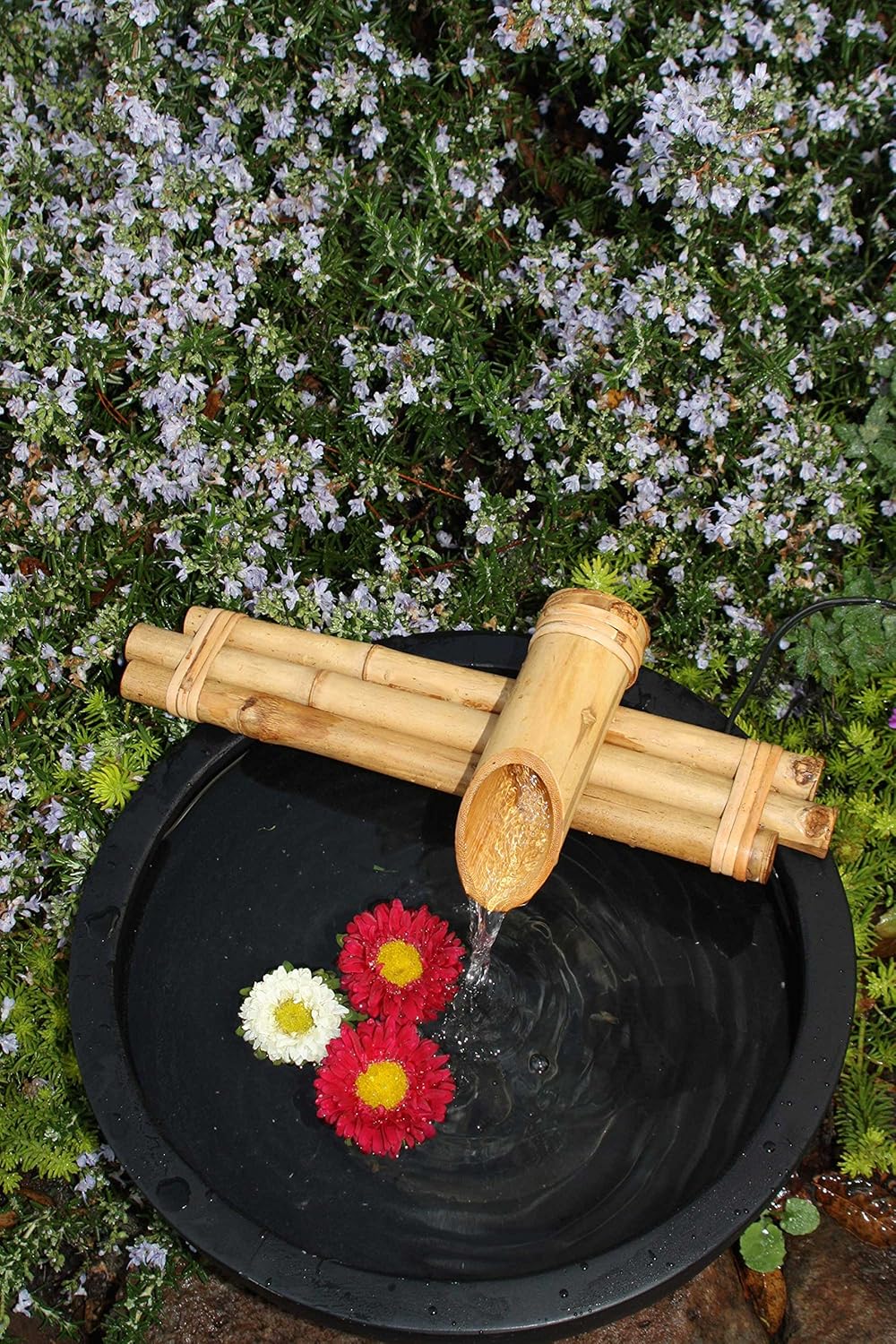 Bamboo Accents Water Fountain for Yard, Indoor/Outdoor Fountain, 12” Wide Three-Arm Style Base, Smooth Split-Resistant Bamboo to Create Your Own Zen Fountain (Container Not Included) : Tabletop Fountains : Garden & Outdoor