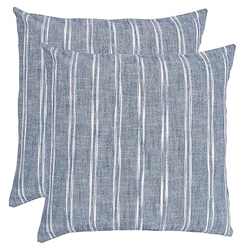 Amazon Com Kaf Home Chateau Inverse Chambray Slub Stripe