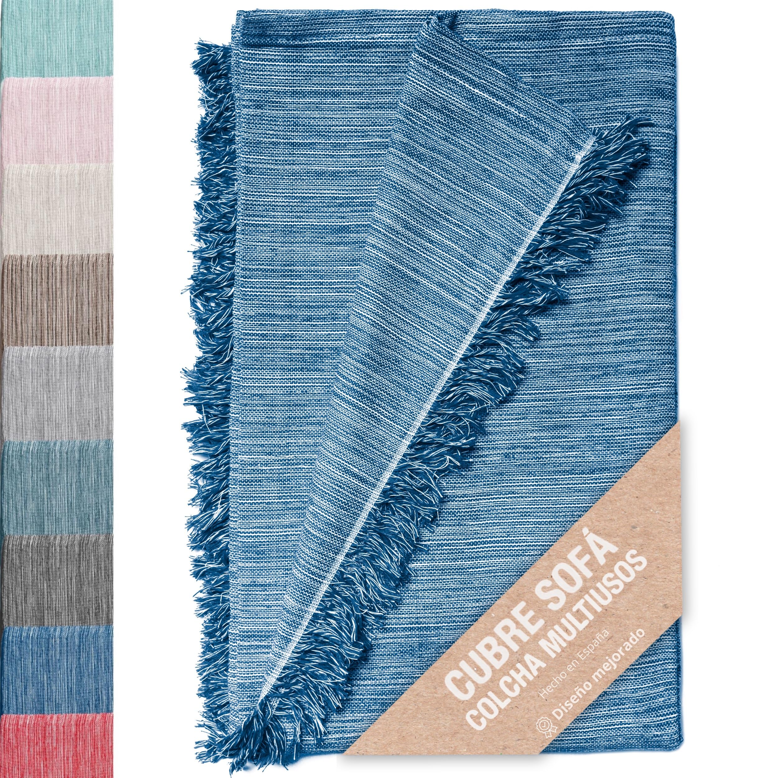 Jarapa Home Made with love Multi-purpose bedspread: plaid sofa, cotton blanket, duvet, silk cotton sofas and other fibres Plaid bedspread (Heather blue 02, 180 x 260 cm)