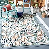SAFAVIEH Washable Rug Outdoor Cabana Collection - 5'1" x 7'6", Green & Navy, Non-Shedding & Easy to Clean, Ideal for Patio, B