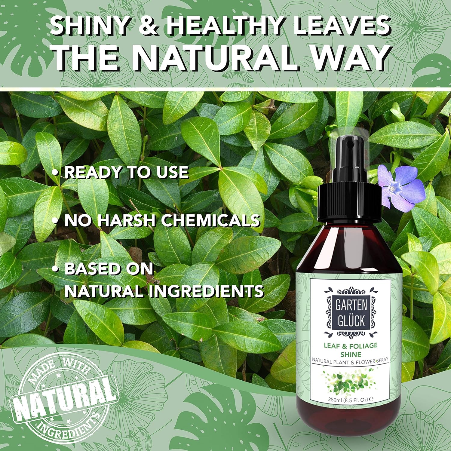 Garten Glück Plant Leaf Shine Spray, Plant Care Mist with Vitamin C & Lavender, Safe Plant Spray for Indoor Plants - Image 3