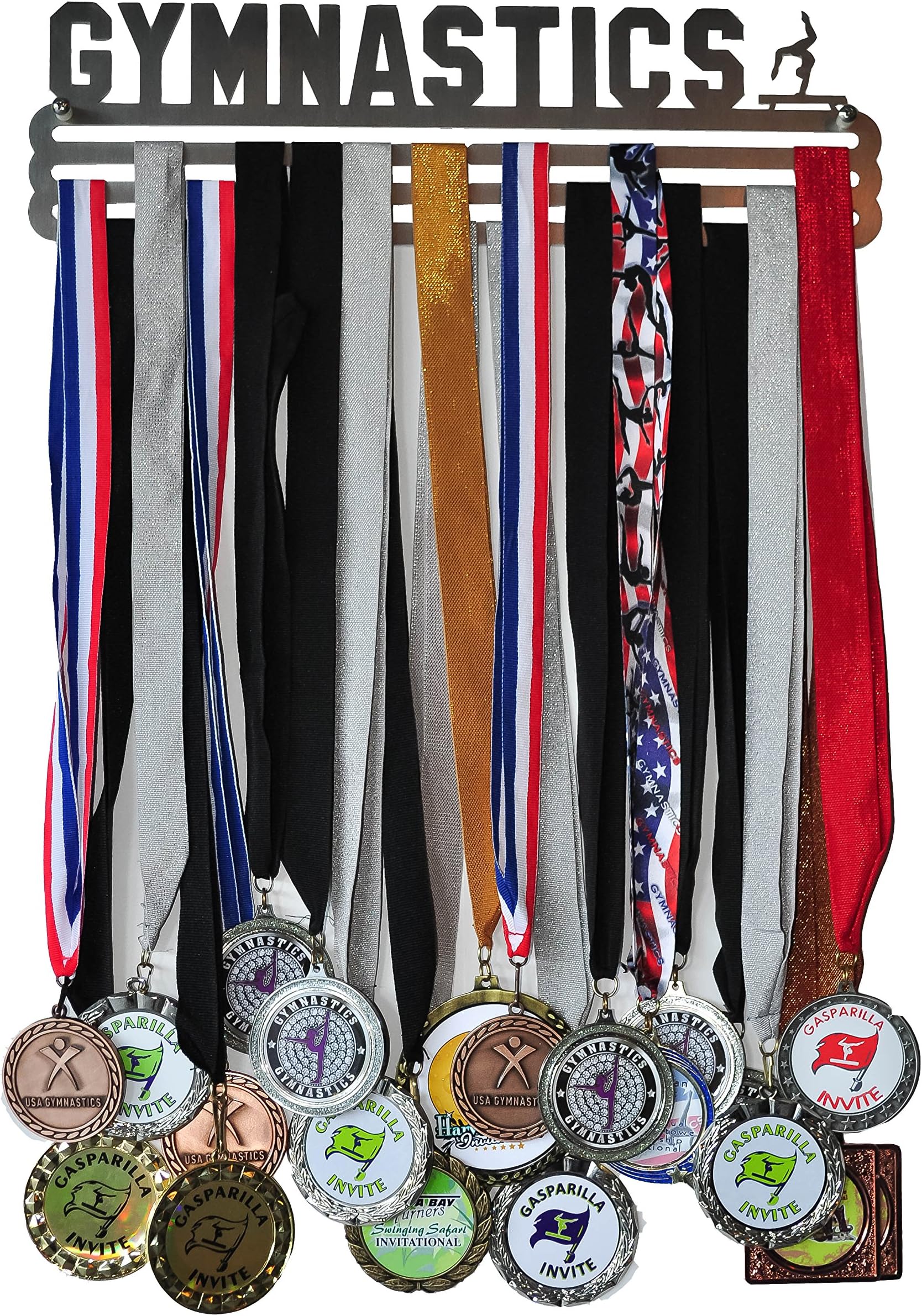 Victory Medal Displays Gymnastics Medal Holder/Hanger - Stainless Steel - 3 Hang Bars