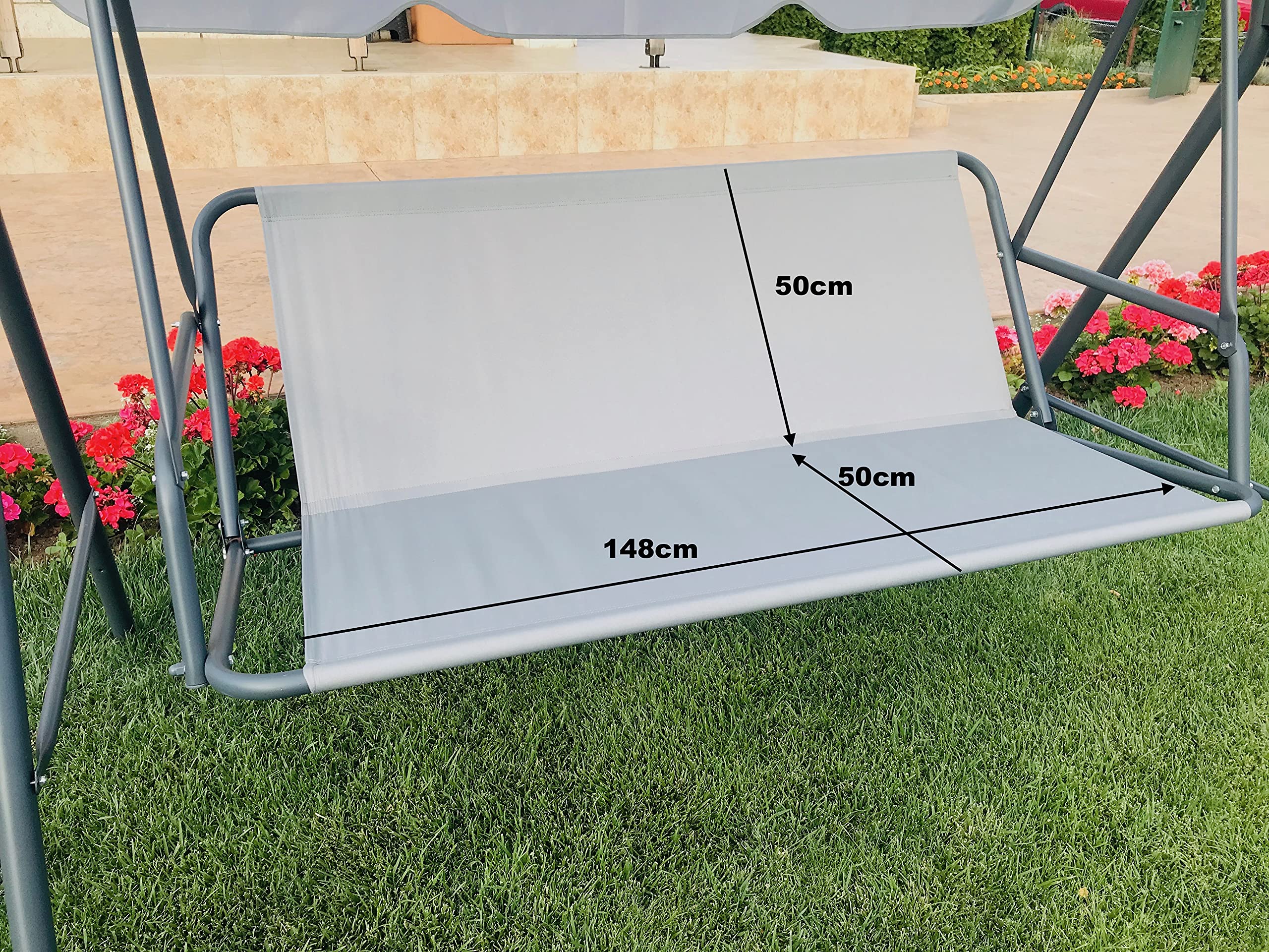 PETELA Swing Seat Cover - Hammock Chair & Garden Bench Cover (148cm x 50cm x 50cm, Grey)