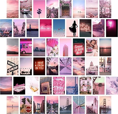 Wall Collage Kit Bedroom Decor For Teen Girls Collage Kit Aesthetic Posters 50 Set 4x6 Inch Vsco Girls Bedroom Decor Purple Wall Collage Kit Aesthetic Pictures Collage Kit For Wall Aesthetic Home