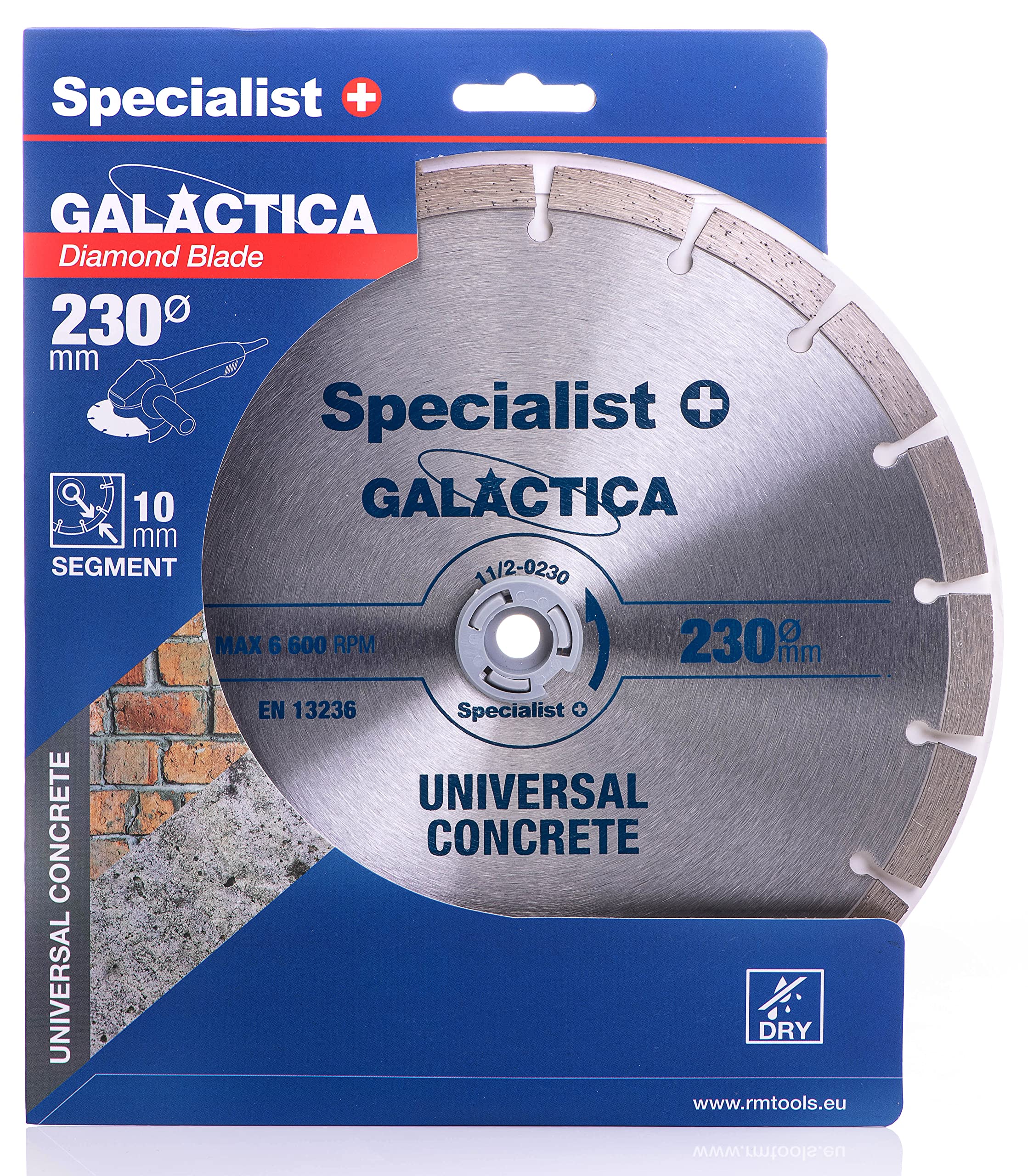 Specialist+ GALACTICA Diamond Cutting Disc 230 x 10 x 22.2 mm | Professional Diamond Cutting Disc for Angle Grinder | For Silica Stones, Bricks, Stone, Granite and Concrete | Segment Height 10 mm