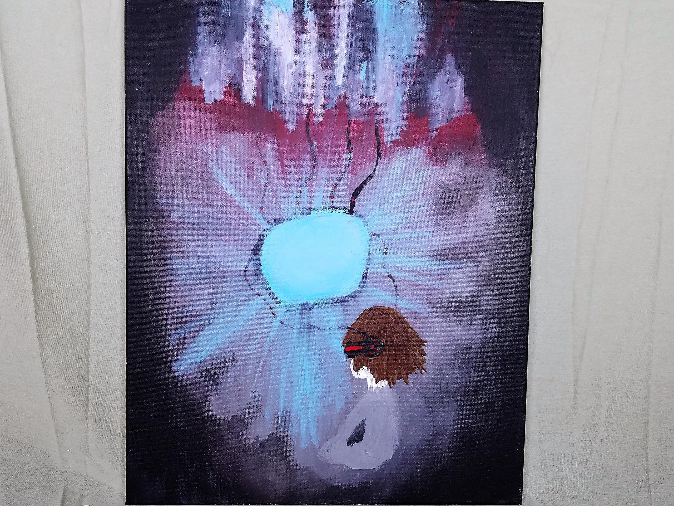 Into the cloud, punk art, cyber art, alternative art, strange art, weird art, freaky art, hacker art, virtual reality, acrylic painting