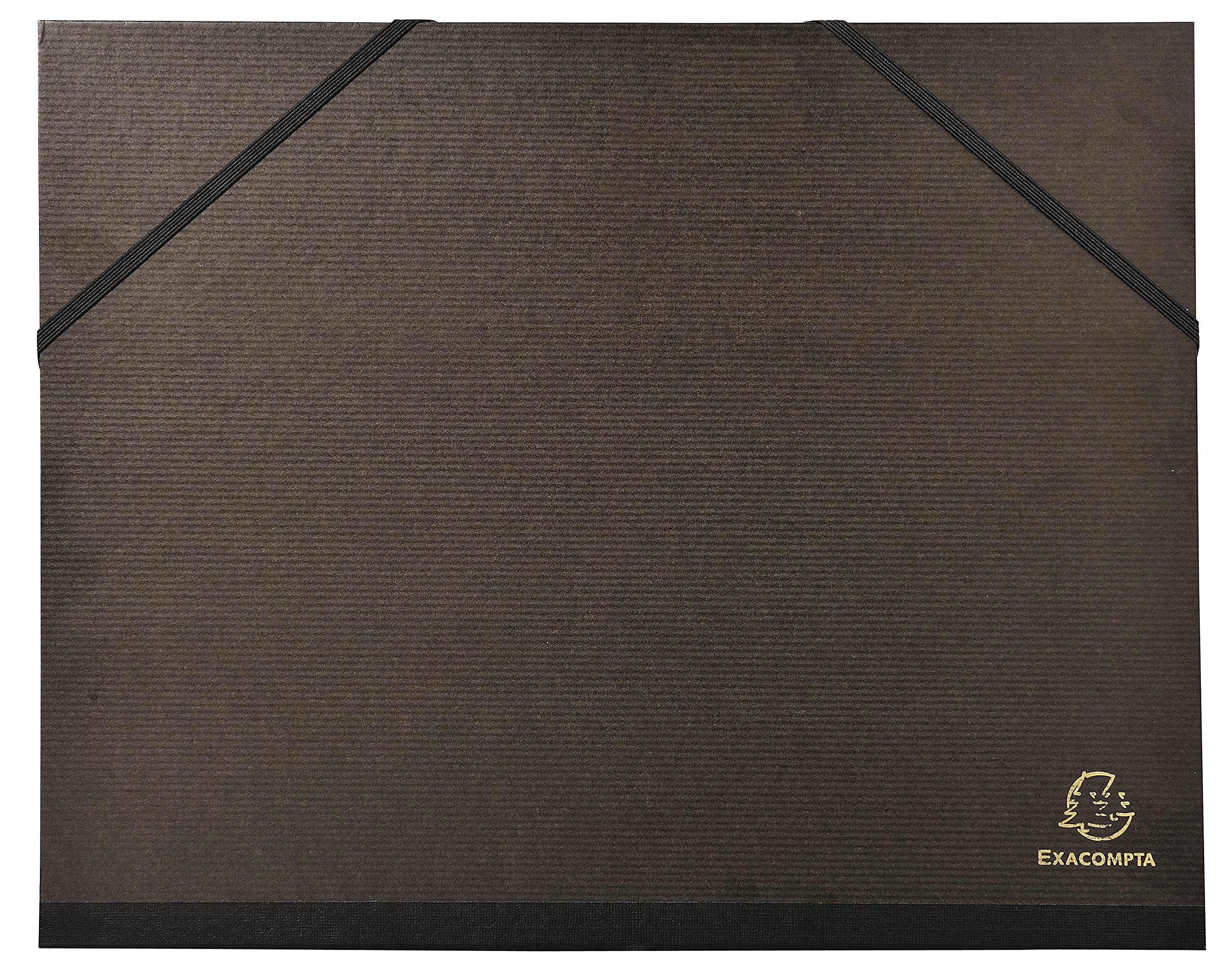 Exacompta - Ref 547100E - Kraft Portfolio with Elastic Strap - 260 x 330mm in Size, Suitable for A4 Documents, Elastic Strap Closures, Laminated Cardboard - Black