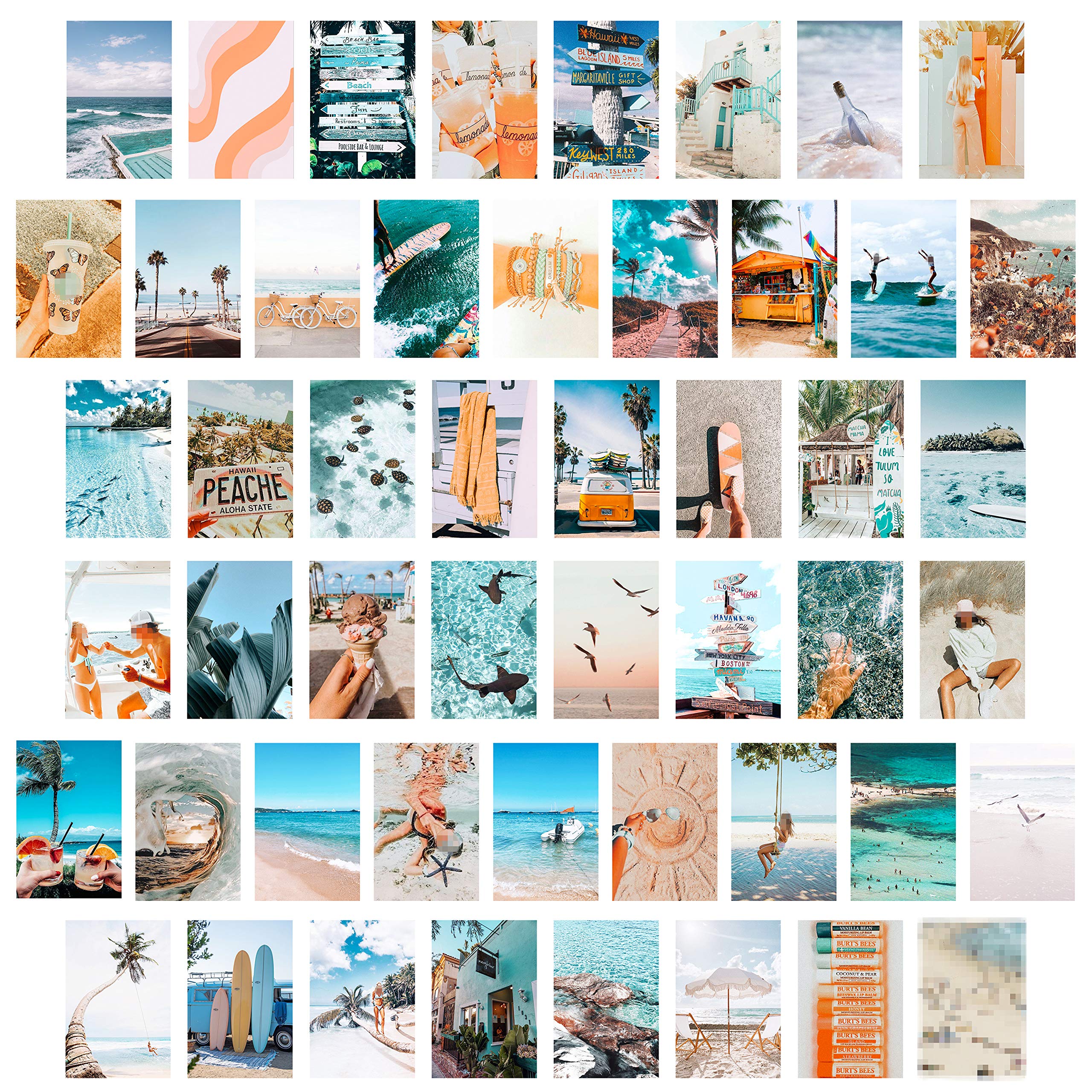CY2SIDE 50PCS Blue Aesthetic Picture for Wall Collage, 50 Set 4x6 inch, Summer Beach Collage Print Kit, Fashion Room Decor for Girls, Room Wall Art Print, Dorm Photo Display, VSCO Posters for Bedroom