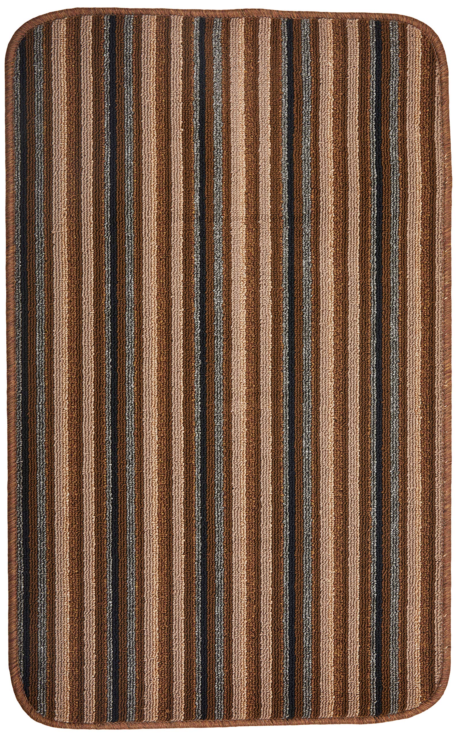 Dandy by William Armes, Ios Stripe Indoor Washable Rug, Chocolate, 80 x 50