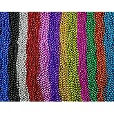 Skeleteen Mardi Gras Beads Necklaces - Assorted Colors Gasparilla Beaded Bulk Costume Necklace For Party - 144 Necklaces