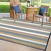 Leick Home 595033 Blithe Colorful Line Indoor Outdoor Area Rug Rectangle 5'3"x7'