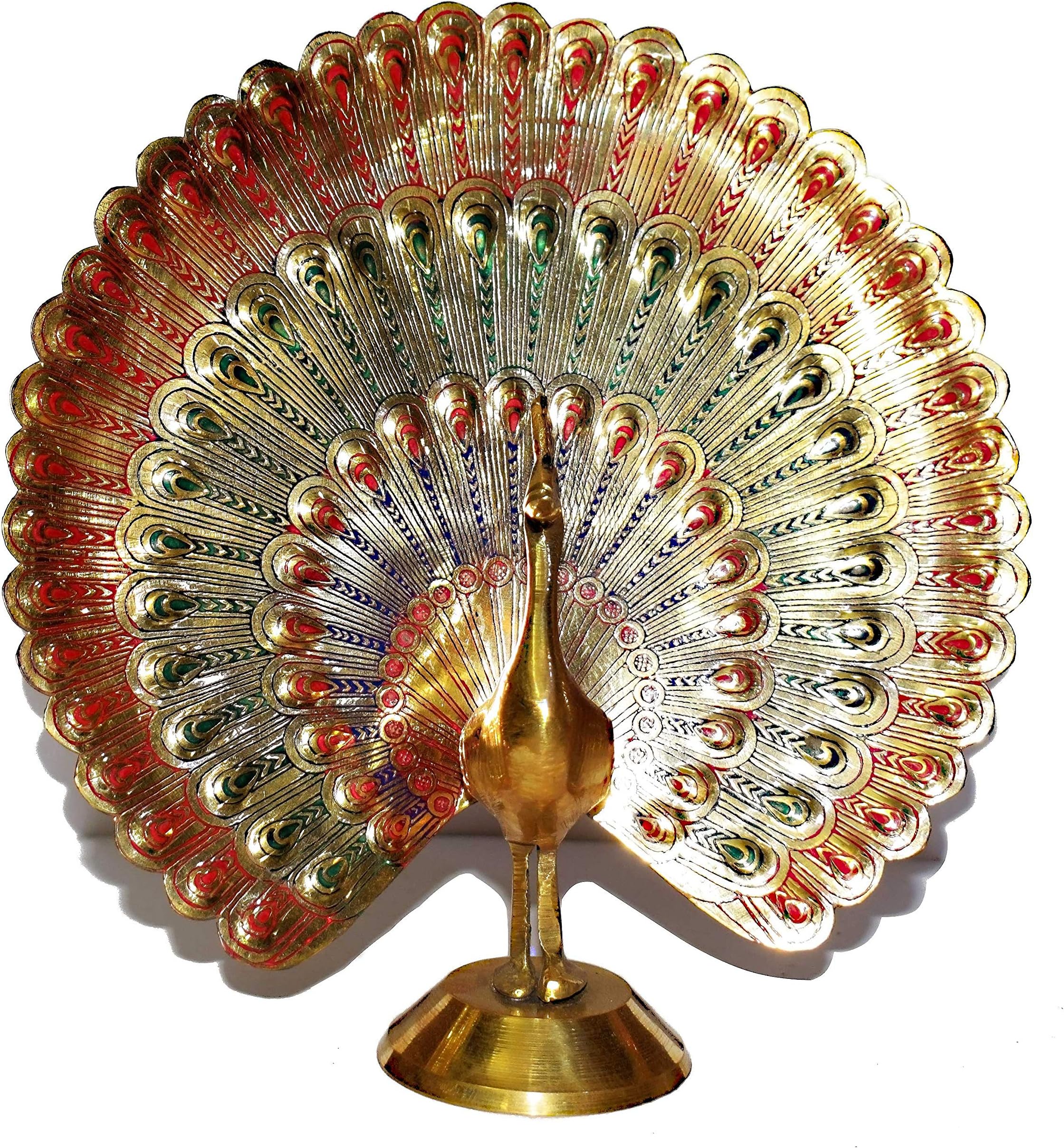 7.5 inch Good Luck Decorative Brass Statue in Peacock Shape. Designer Piece for Home/Office and Living Room decoraton. Table top