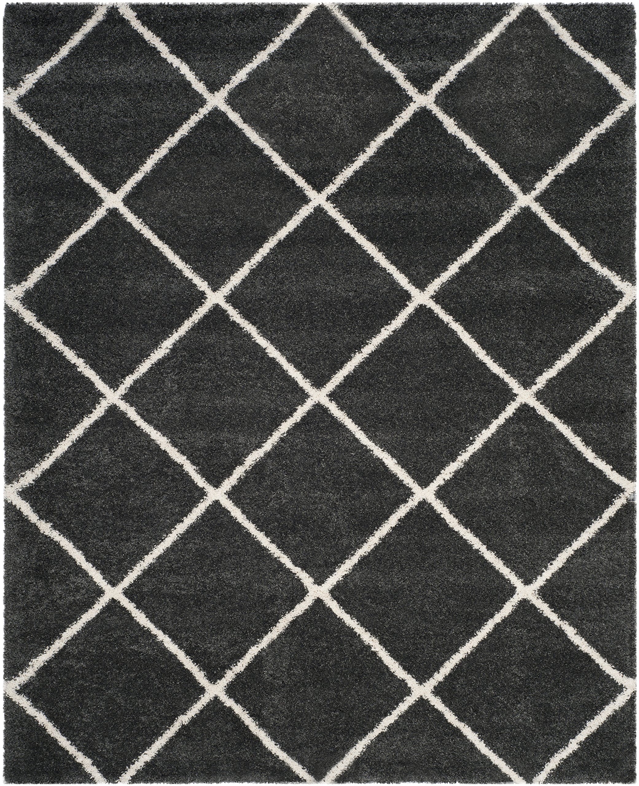 SAFAVIEH Hudson Shag Collection X-Large Area Rug - 11' x 15', Dark Grey & Ivory, Trellis Design, Non-Shedding & Easy Care, 2-inch Thick Ideal for High Traffic Areas in Living Room, Bedroom (SGH281G) Image SAFAVIEH Hudson Shag Collection X-Large Area Rug - 11' x 15', Dark Grey & Ivory, Trellis Design, Non-Shedding & Easy Care, 2-inch Thick Ideal for High Traffic Areas in Living Room, Bedroom (SGH281G) Image