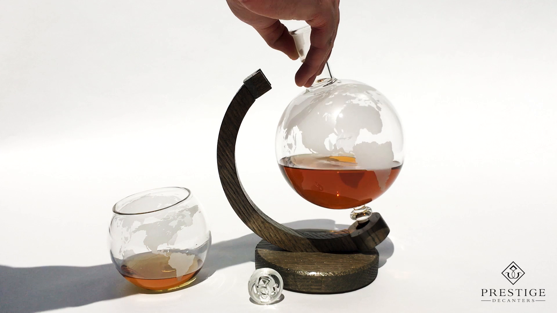 Whiskey Decanter with Ship Inside Etched Globe Decanter for Alcohol