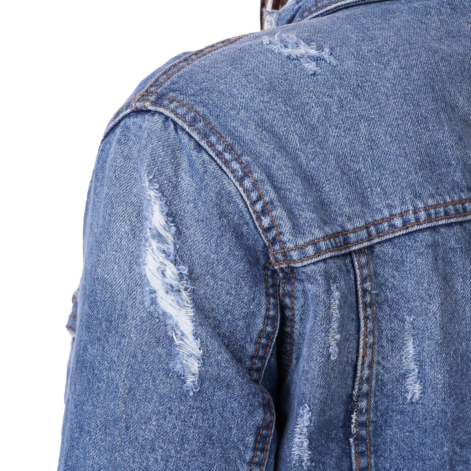 cali republic women's trendy slim fit distressed denim jacket