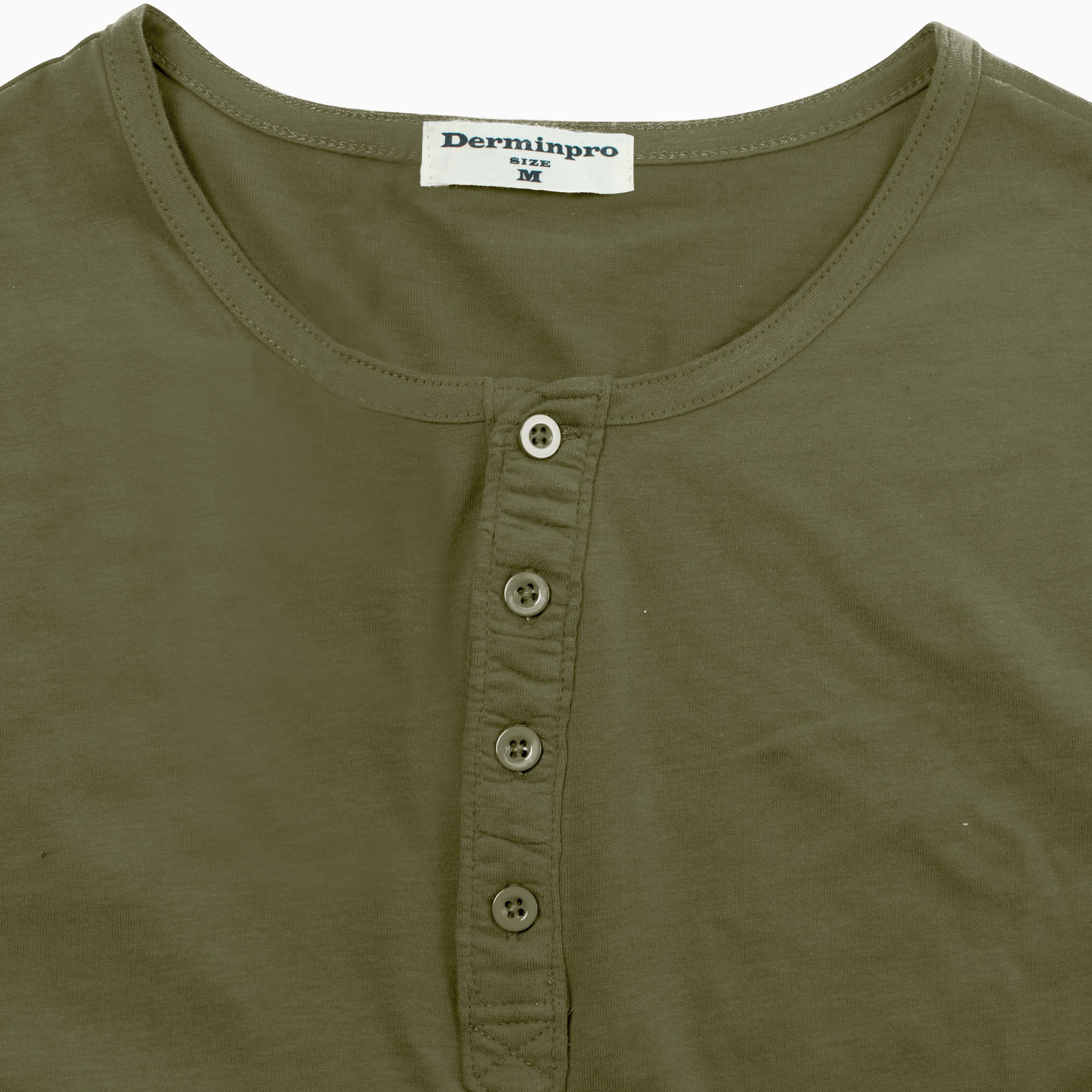 Derminpro Men\'s Premium Cotton Henley Long Sleeve T-Shirts Army Green X-Large