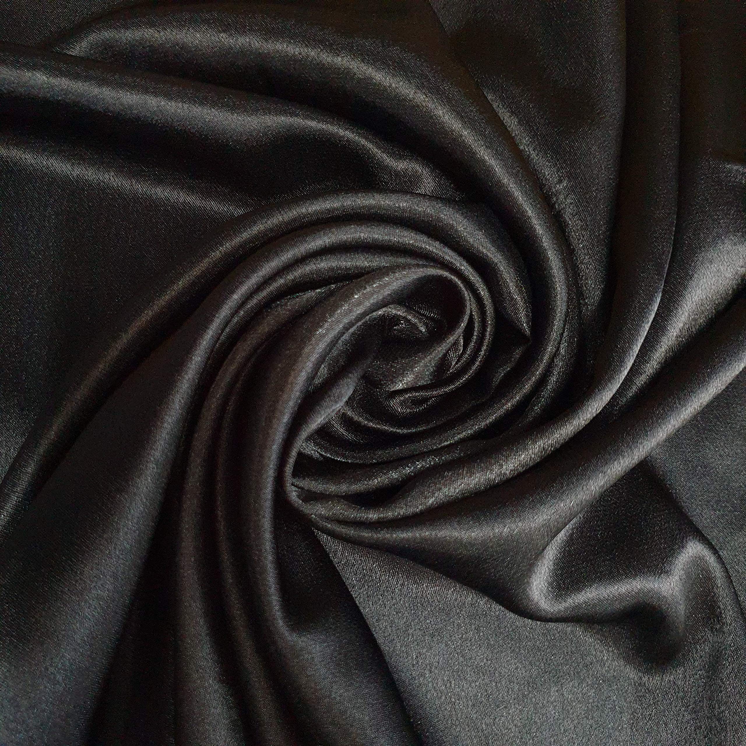 5 Meter Satin Back Crepe Fabric Polyester Dress Decoration Drape Material 58" (Black)