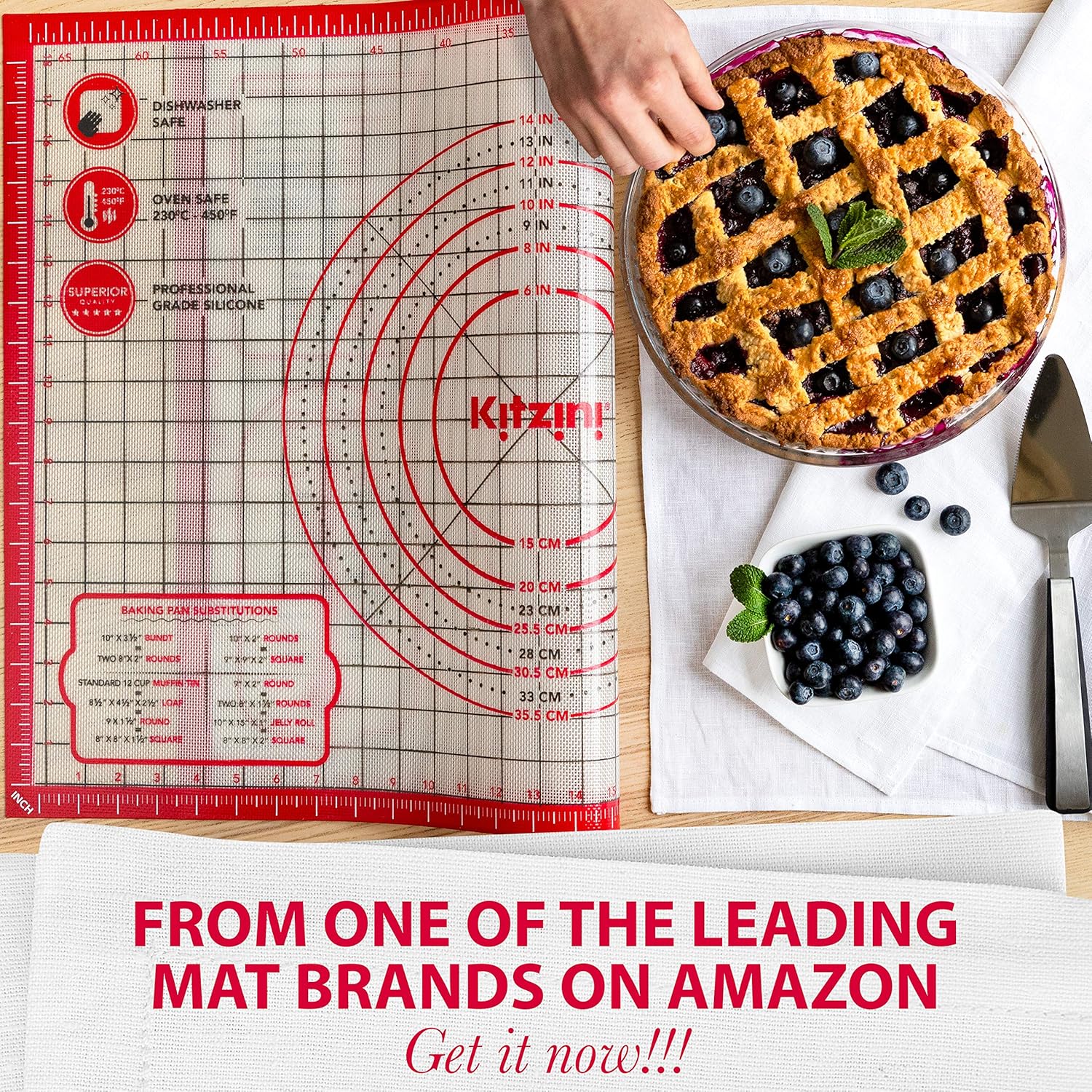 Pastry Mat Silicone Non Slip – Extra Large Thick Non Stick Silicone Baking Fondant Mat - Rolling Dough, Pie Crust, Pizza and Cookies – Easy Clean Kneading Mat With Measurements – 20 x 28 Inch: Kitchen & Dining