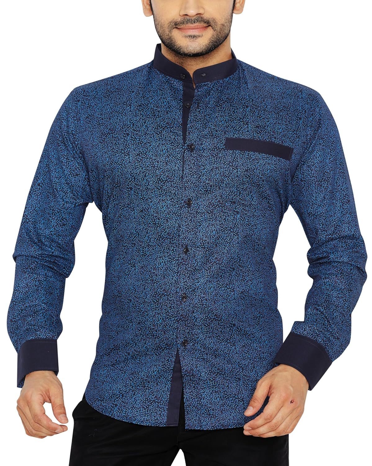 global rang men's cotton shirt blue_free size