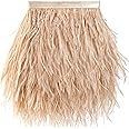 Soarer Champagne Feathers Fringe Trim - 2Yards 5-7inch Ostrich Feathers for DIY Sewing Clothing,Jewelry,Wedding,Home Party(Champagne)