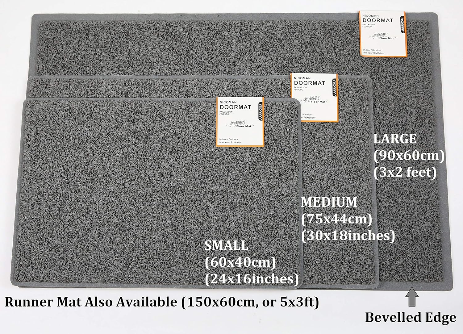 Nicoman Dirt-Trapper Barrier Door Mat Heavy Duty Outdoor Indoor Floor Matt(60x40cm,Black), 60 x 60 cm (Rectangular) - Image 3