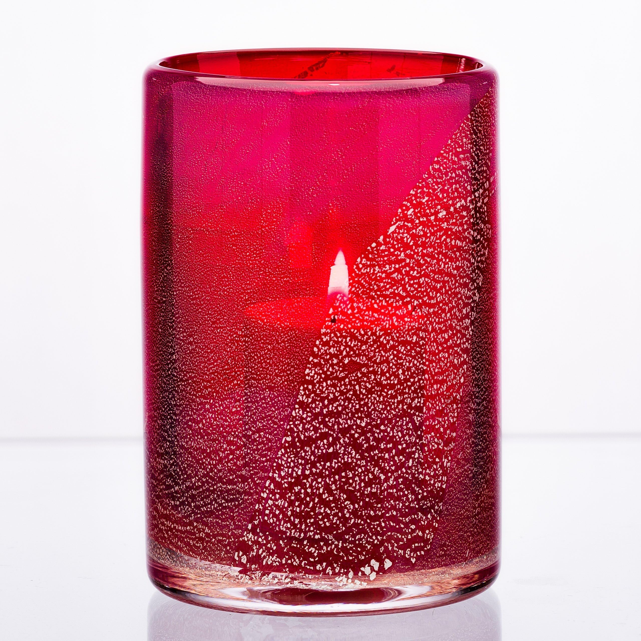 Hand-blown Silver Foil and Glass Candle Holder