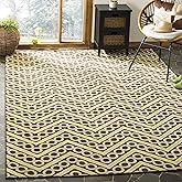 SAFAVIEH Washable Rug Outdoor Hampton Collection - 6'7" x 9'6", Brown & Ivory, Non-Shedding & Easy to Clean, Ideal for Patio,
