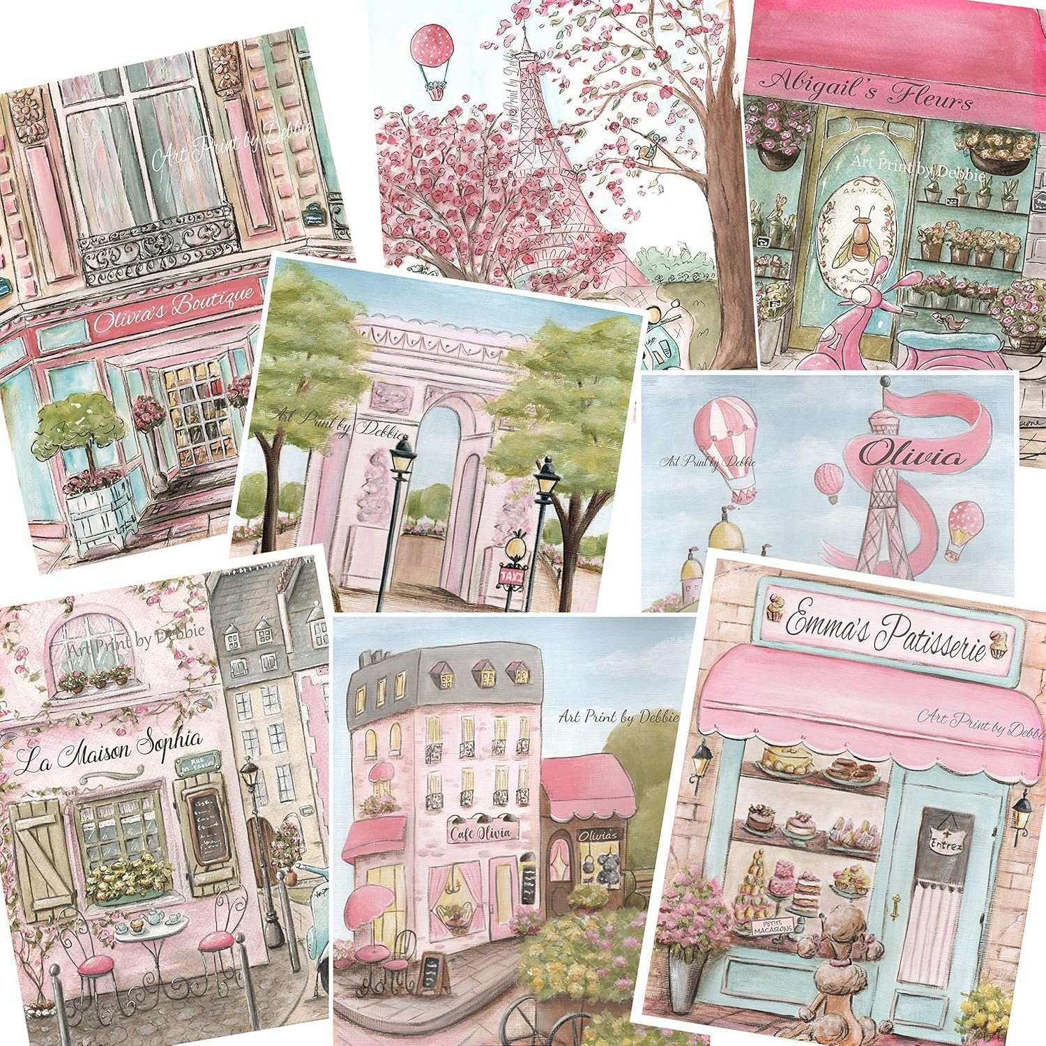 Amazon Com Blush Pink Paris Themed Bedroom Decor For Girls Room Choose Your Set Of 4 Personalized Parisian Prints Vintage French Country Wall Art 6 Sizes Handmade