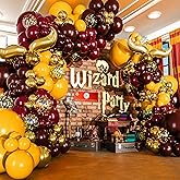 ALL-IN-1 Magical Wizard Balloons Garland Arch Kit with BONUS Snitch for Magical Wizard Birthday Decorations – Magical Wizard Party Supplies for Hogwarts Balloons, Magic Wizard Theme, Baby Shower