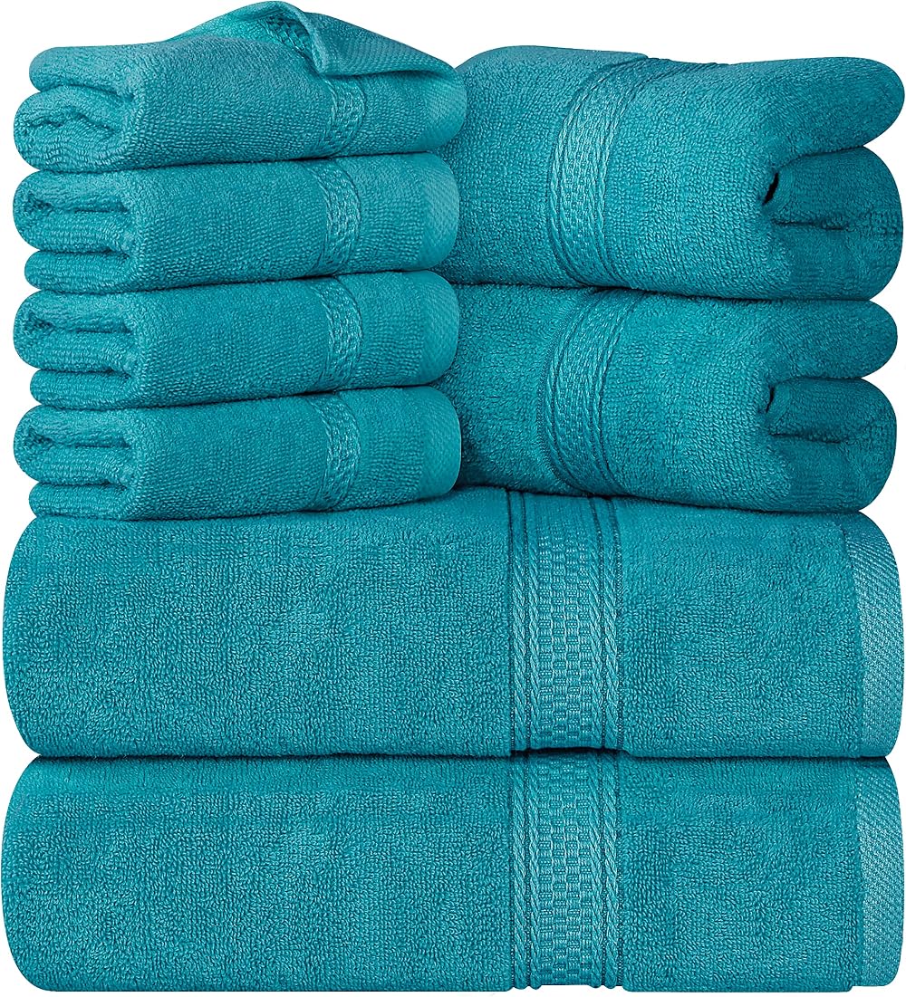Utopia Towels 8 Piece Set Turquoise 2 Bath 2 Hand 4 Washcloths Cotton