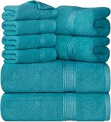 Utopia Towels 8 Piece Set Turquoise 2 Bath 2 Hand 4 Washcloths Cotton
