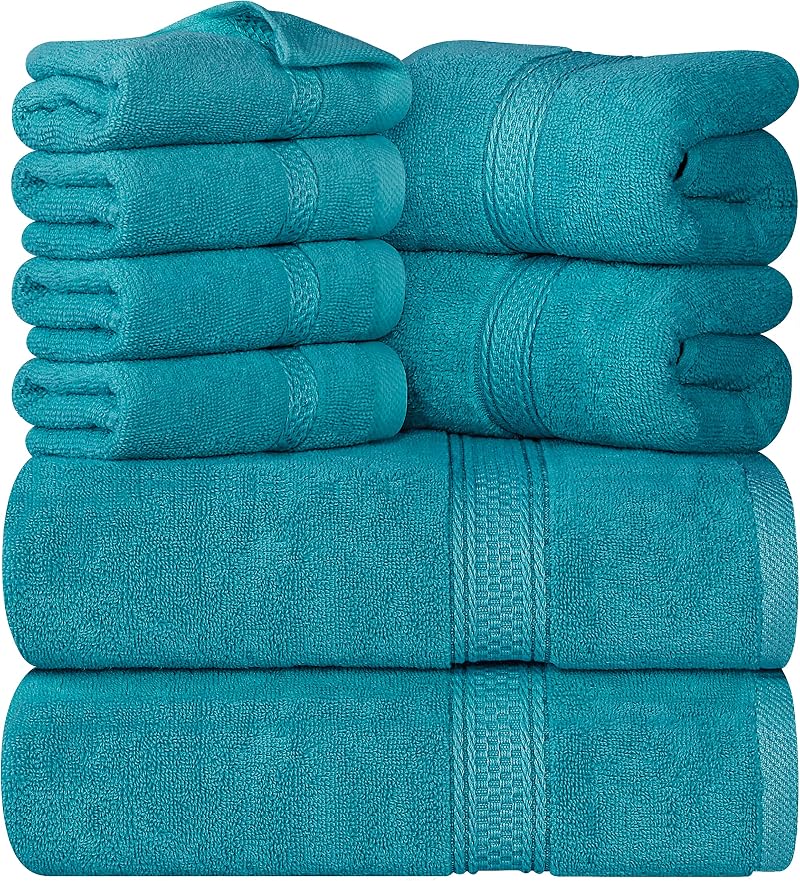 Utopia Towels 8 Piece Set Turquoise 2 Bath 2 Hand 4 Washcloths Cotton