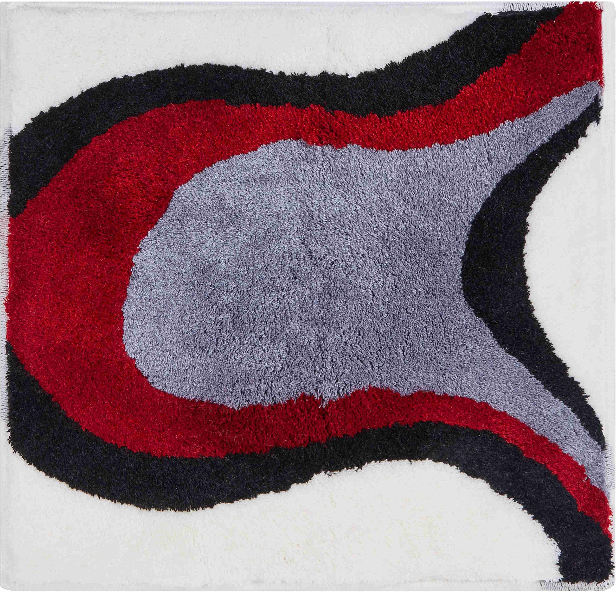 Grund Designer Bath Mat COLANI, Ultra Soft and Absorbent, Anti Slip, 5 Years Warranty, Colani 11, Small Mat 60x60 cm, White-Red โ image 1