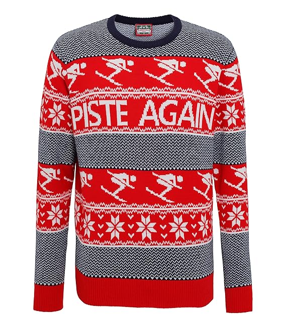 Christmas Piste Again Knitted Jumper Amazon.co.uk Clothing