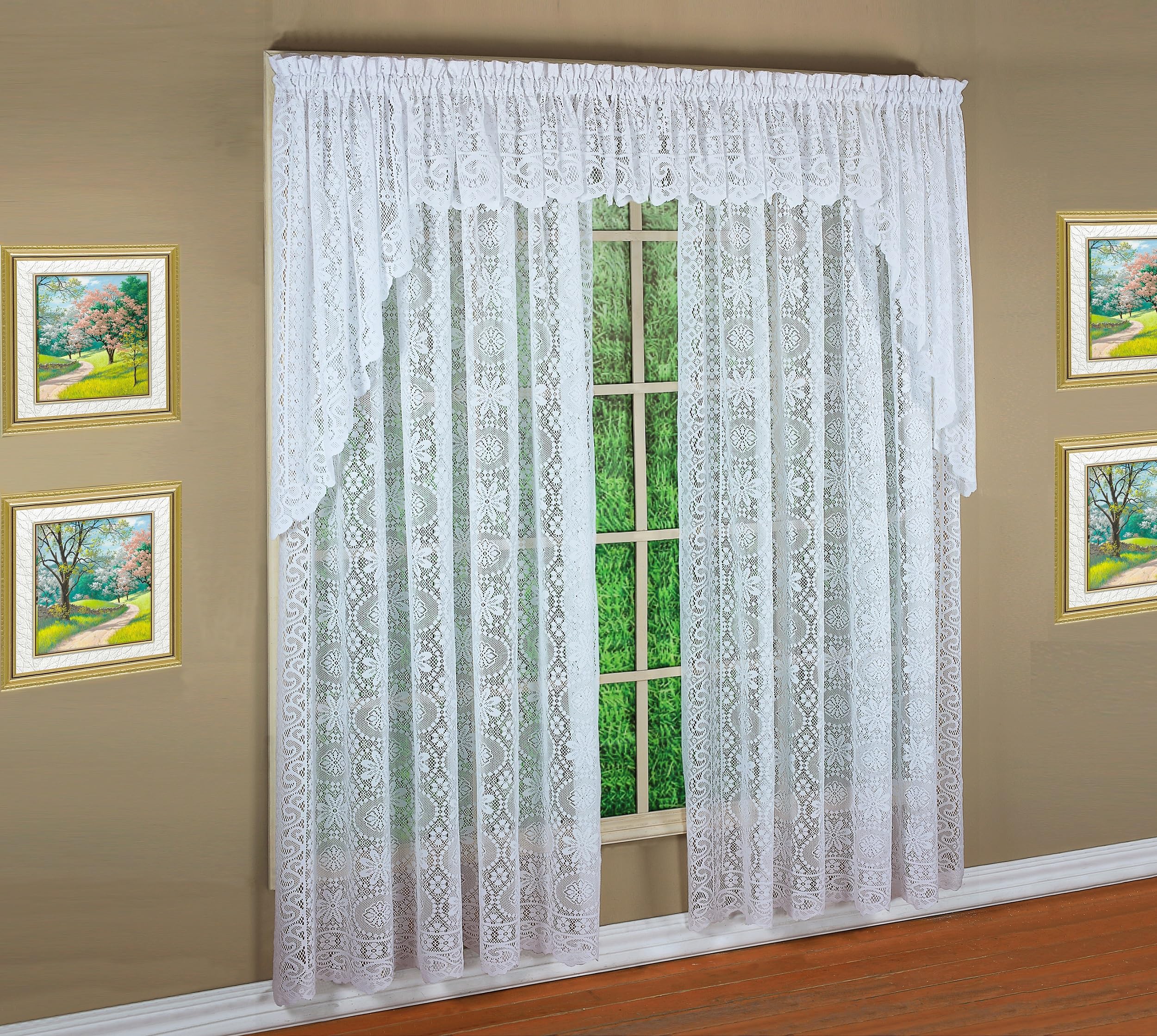 Today's Curtain Hopewell Premium Lace Panel 63", White, 58W x 63L