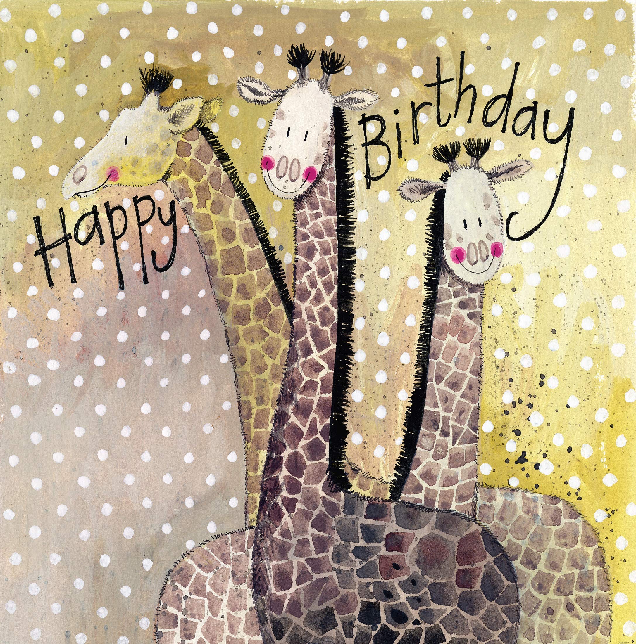 Alex Clark Three Giraffes Birthday Card - Happy Brithday Card For Children or Adults - Watercolour - Designed and Printed in UK