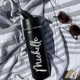 Personalized Stainless Steel Sports Hydro Water Bottle with Name, Vacuum-insulated, 18 or 32 ounce Size, Keeps Liquids Pipping Hot or Icy Cold! (Straw or Mouthtop). Adventure Bottle. Made in America.