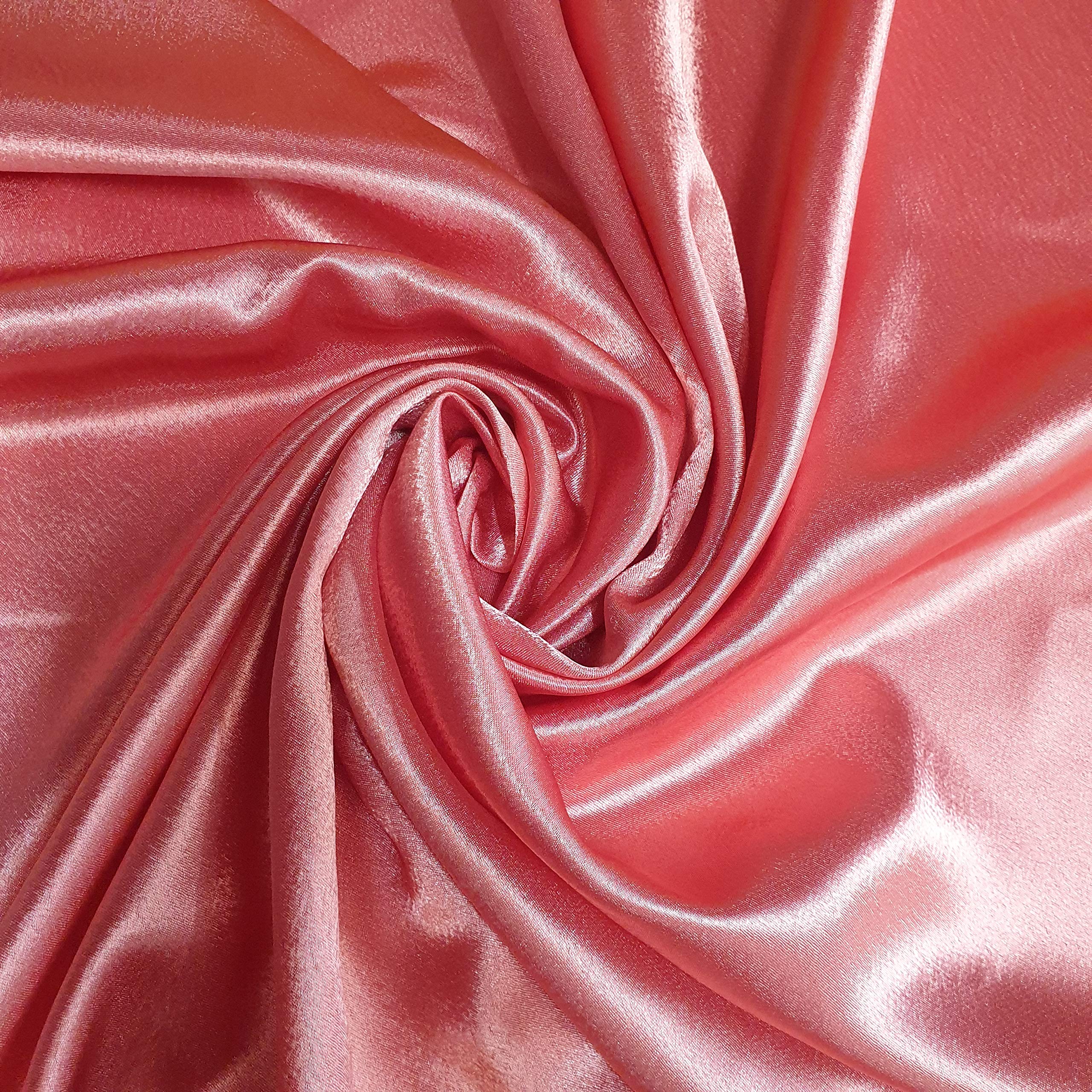 5 Meter Satin Back Crepe Fabric Polyester Dress Decoration Drape Material 58" - Coral