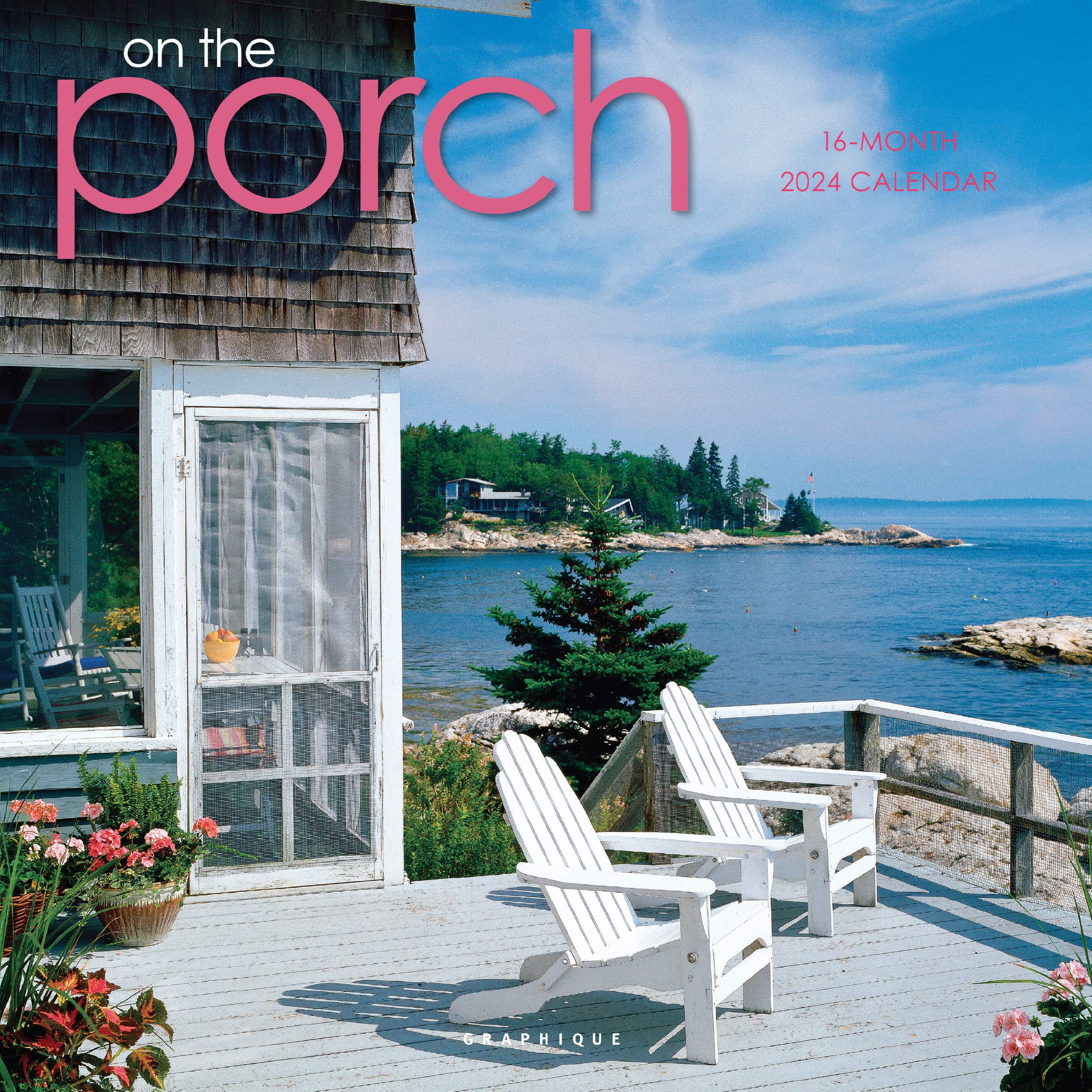 Graphique 2024 On the Porch Wall Calendar | 12” x 12” | Thick Paper | Home & Office Organizer | Large Monthly Grid | 3 Languages & Marked Holidays | 4 Month Preview Page for 2025