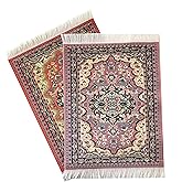 Set of 2 Dollhouse Area Rugs – Miniature Carpet Accessories for Doll Houses, 10 x 7 Inch Rectangular Floor Décor, Oriental Style