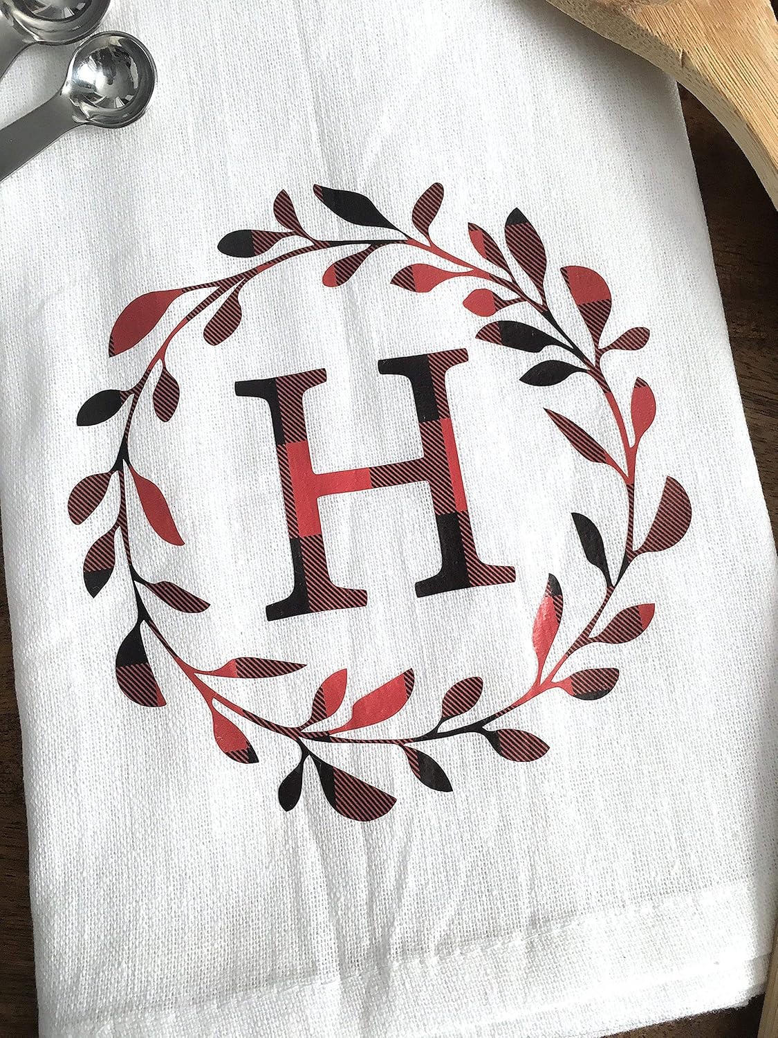 Amazon Com Buffalo Plaid Monogrammed Kitchen Towel Red And Black