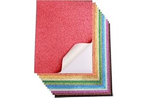 ADER PRODUCTS Glitter Cardstock - Self-Adhesive - 20 Pack - 8.5 x 11 Inches - Premium Glittery Sheets for DIY Crafts, Art Projects, Party Decor, Gift Box Wrapping - Sparkling Paper - 12 Color Assortments | 200GSM